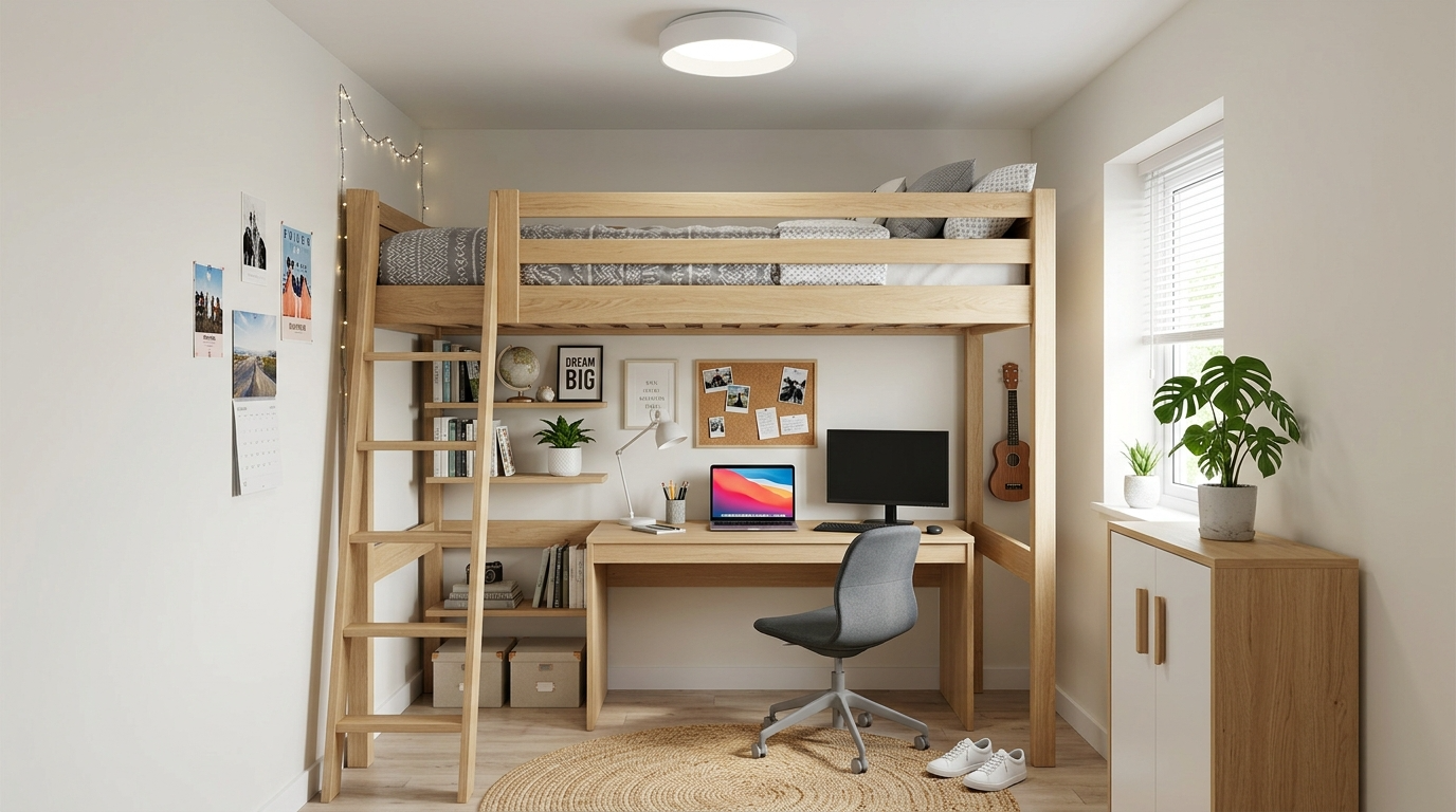 Create storage that keeps the room tidy